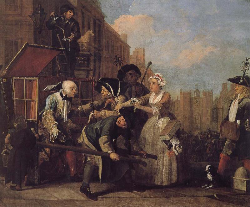 William Hogarth Prodigal son to court arrest Norge oil painting art